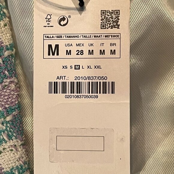 NWT ZARA Textured Plaid Cropped Blazer Jacket Bloggers Fav Turquoise & Lavender - Picture 12 of 16